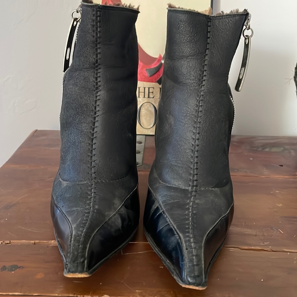 Vicini Sheepskin and Leather Booties, 38.5